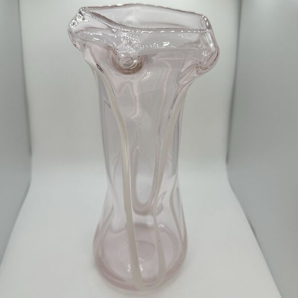 Margie's Garden Other - Vase Margie’s Garden Hand Blown Glass Sculpted  Flower Vase Pink &  White